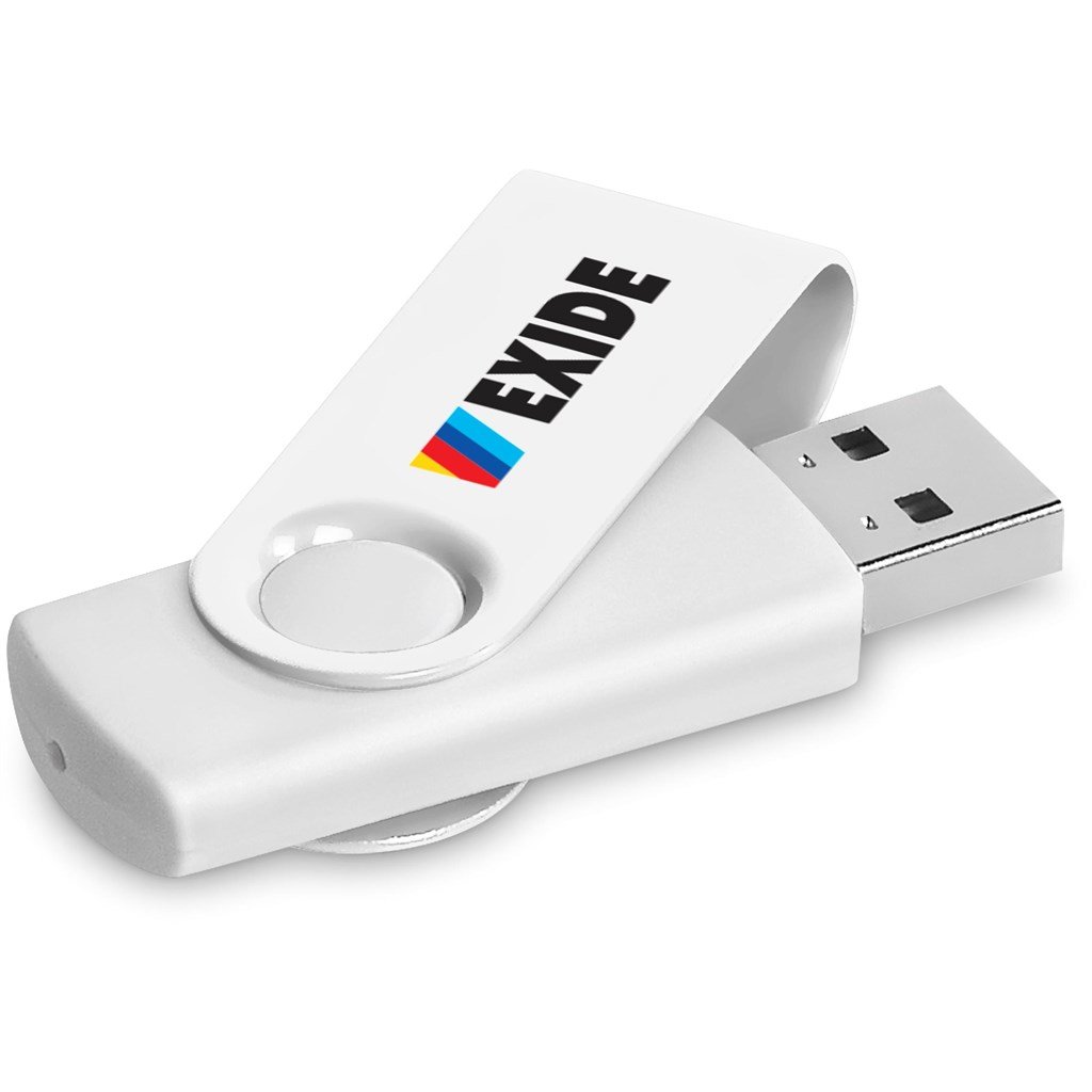 Burnt Orange Axis Gyro White Flash Drive - 8GB