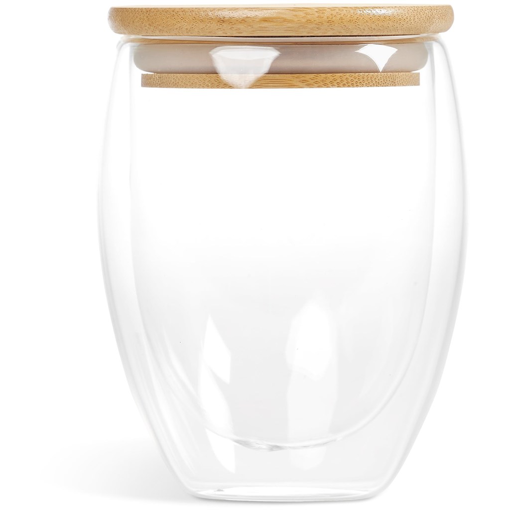 Burnt Orange Moco Glass & Bamboo Double-Wall Cup - 350ml